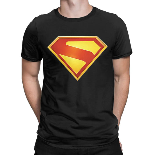 Supermans Logo Pure Cotton T-Shirt For Men's Beach Aesthetic T Shirts Round Neck Hipster Tees Oversized Custom DIY Clothes