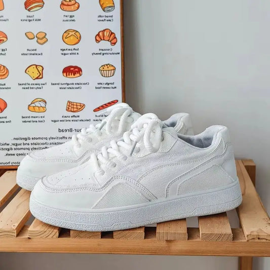 Fashionable and Luxurious New Men Sports Shoes Solid Color Round Toe Flat Spring Flat Bottom Thick Sole Comfortable Sports Shoes