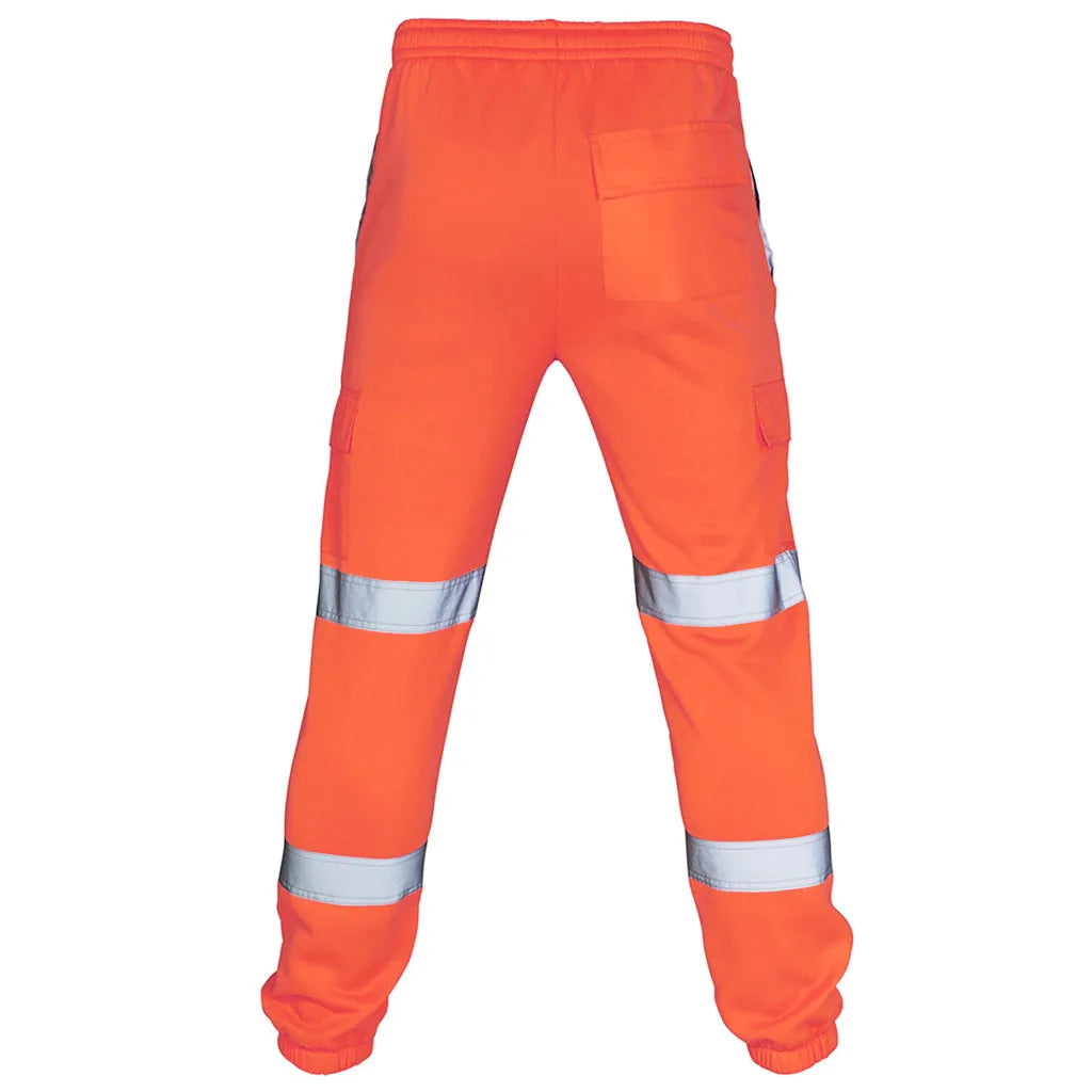 Mens Work Uniform Bottoms Safety Sweat Pants Striped Reflective Pants Loose Mens Rain Trousers Joggers Patchwork Workwear