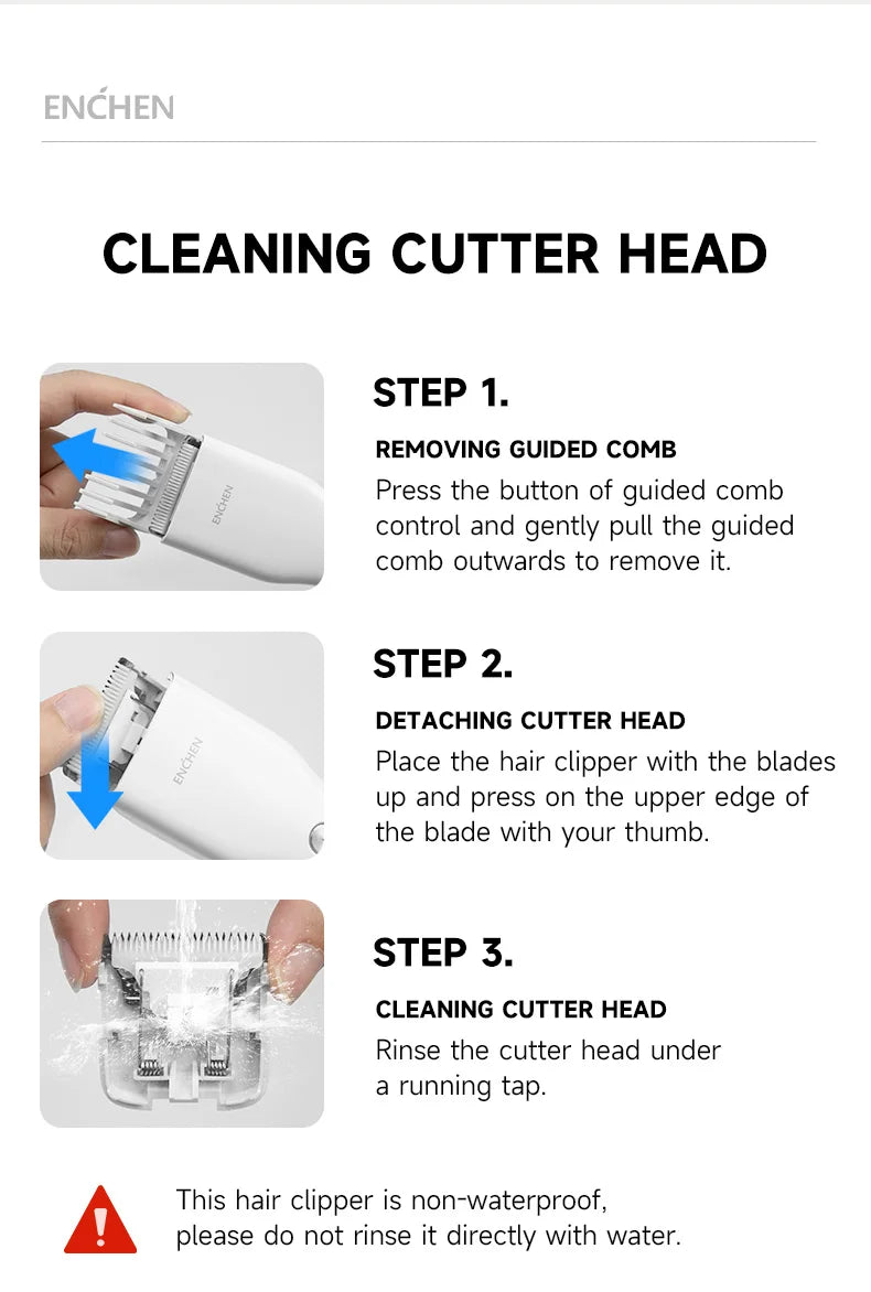 ENCHEN Boost-W Hair Trimmer For Men Kids Cordless USB Rechargeable Electric Hair Clipper Cutter Machine With Adjustable Comb