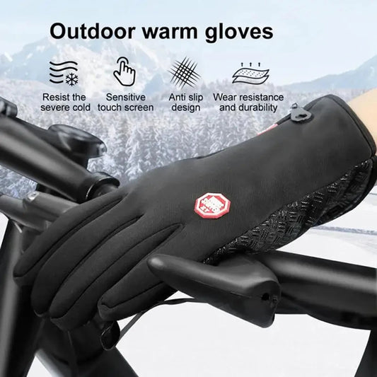 Men's Autumn and Winter Cold Resistant Bicycle Gloves Warm Outdoor Sports Running Camping Skiing Gloves Motorcycle