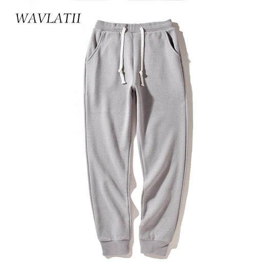 WAVLATII Women New Grey Sweatpants Female White Casual Harem Pants Lady Solid Sporty Pockets Trousers for Spring Autumn WP2301