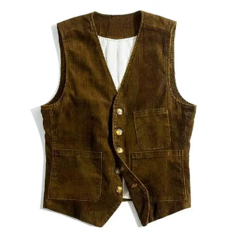 Workwear American Retro Vest for Men Corduroy Vest Camisole Mens Jacket