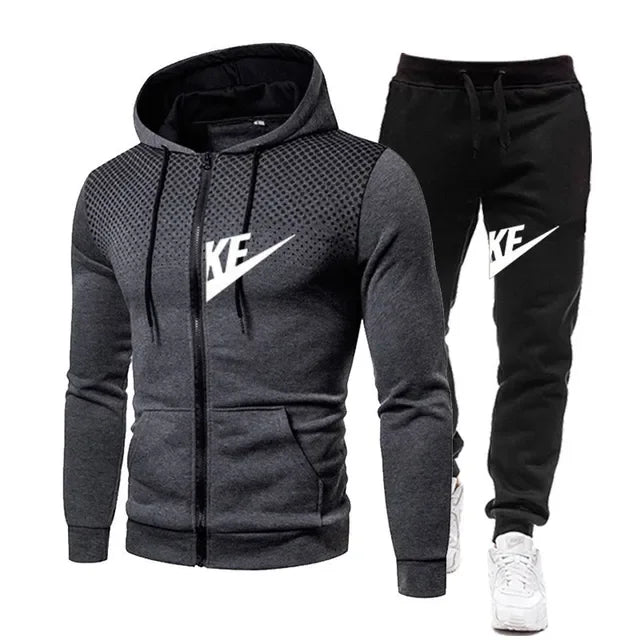 New men's suits: Fashionable and casual long-sleeved sportswear, outdoor fitness jogging sportswear, sportswear + long pants lux