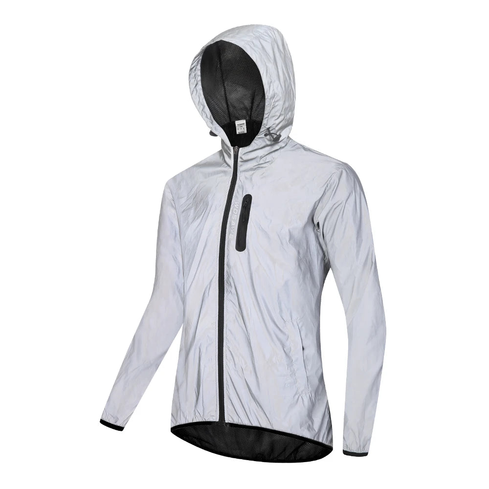 WOSAWE Men's Jacket with Hoodie and Waterproof Windbreaker for Men Women Cycling Hiking Running Hip Hop Jacket