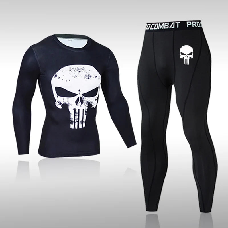 Men's Running Sports Suit MMA Rashgard Male Quick Drying Sportswear Compression Clothing Fitness Training Kit Thermal Underwear