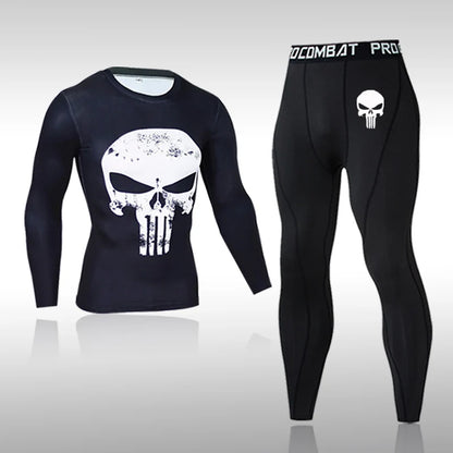 Men's Running Sports Suit MMA Rashgard Male Quick Drying Sportswear Compression Clothing Fitness Training Kit Thermal Underwear