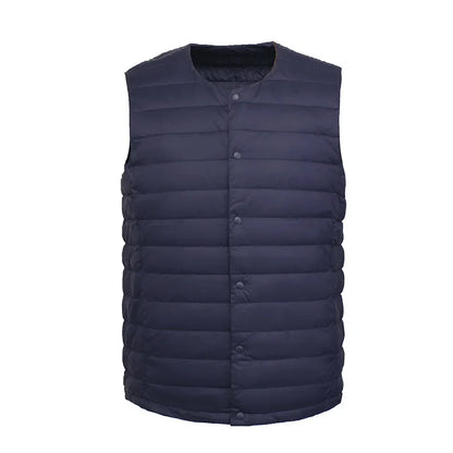 Men 90% White Down Vest Man's Clothing Ultra Light Down Waistcoat Portable Sleeveless Coat Man Winter Round Collar Warm Liner