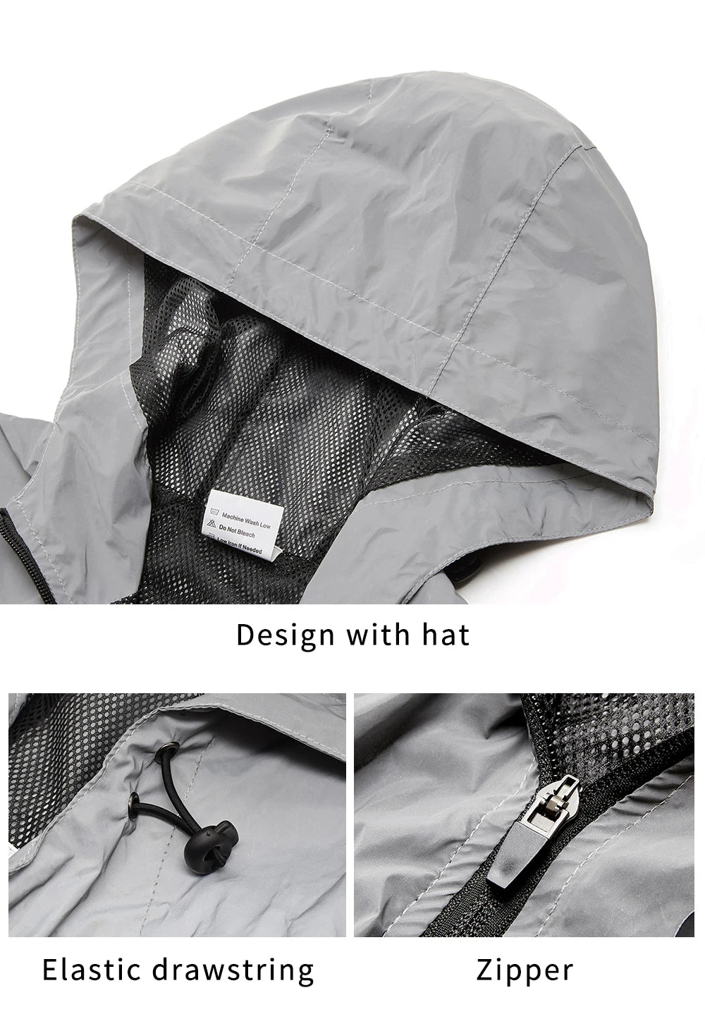 WOSAWE Men's Jacket with Hoodie and Waterproof Windbreaker for Men Women Cycling Hiking Running Hip Hop Jacket