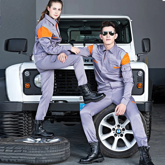Welding Suits Workwear Clothes Set Men Women Long Sleeve Workmen Work Uniform Car Workshop Reflective Mechanical Working Overall