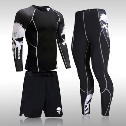 Men's Running Sports Suit MMA Rashgard Male Quick Drying Sportswear Compression Clothing Fitness Training Kit Thermal Underwear