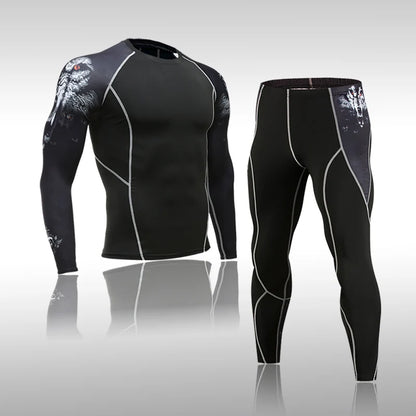 Men's Running Sports Suit MMA Rashgard Male Quick Drying Sportswear Compression Clothing Fitness Training Kit Thermal Underwear