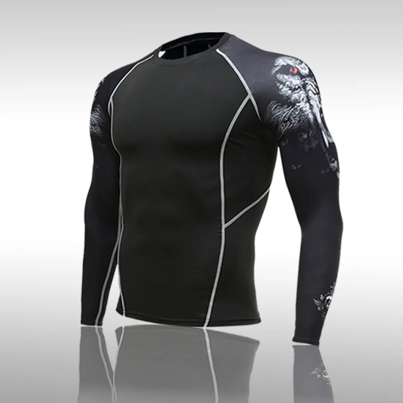 Men's Running Sports Suit MMA Rashgard Male Quick Drying Sportswear Compression Clothing Fitness Training Kit Thermal Underwear