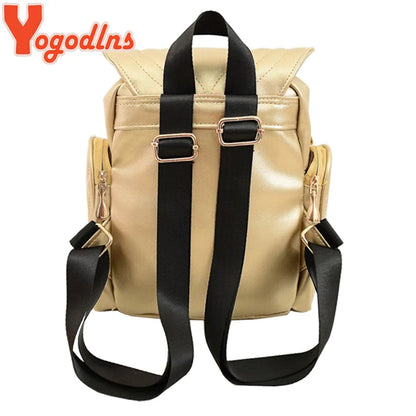 Yogodlns Fashion Women Backpack Newest Stylish Cool Black PU Leather Owl Backpack Female Hot Sale Women shoulder bag school bags