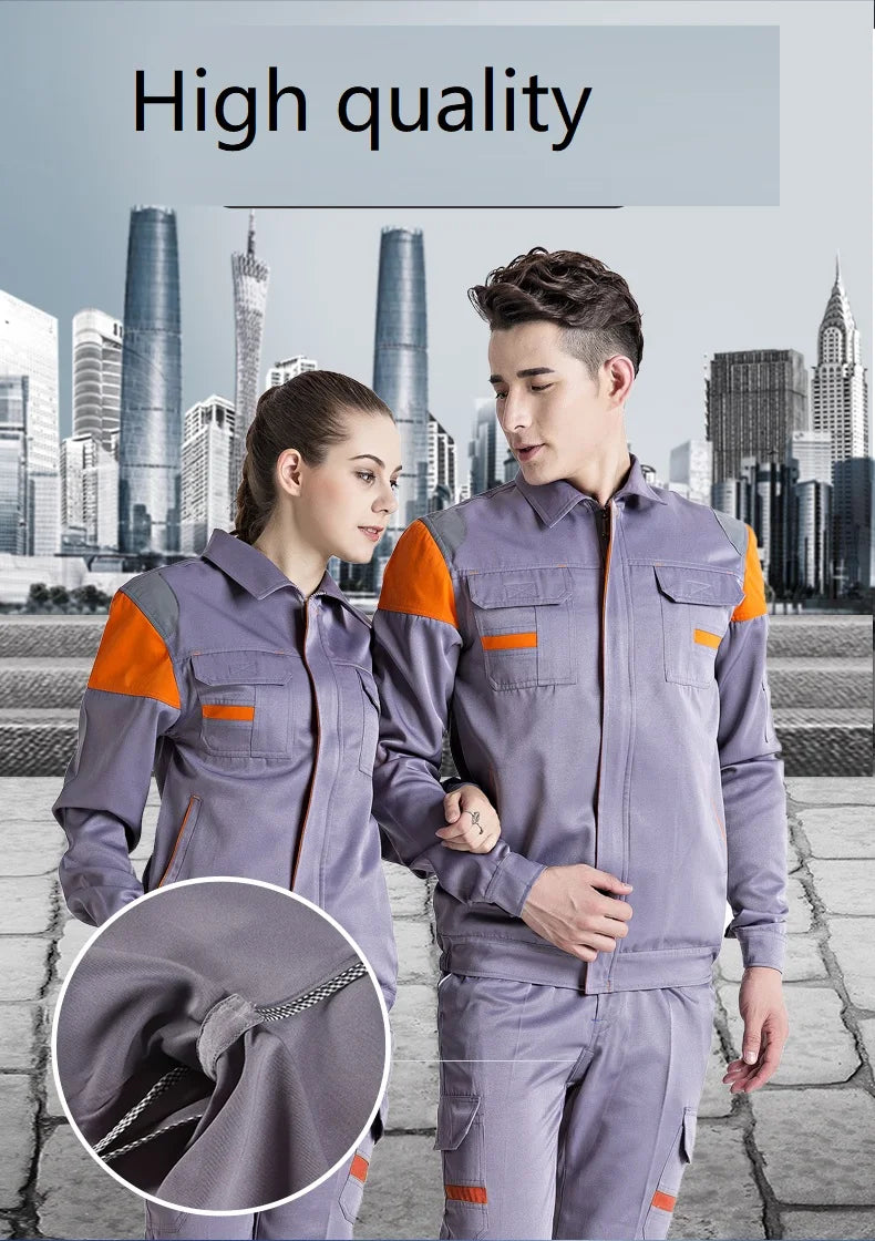 Welding Suits Workwear Clothes Set Men Women Long Sleeve Workmen Work Uniform Car Workshop Reflective Mechanical Working Overall