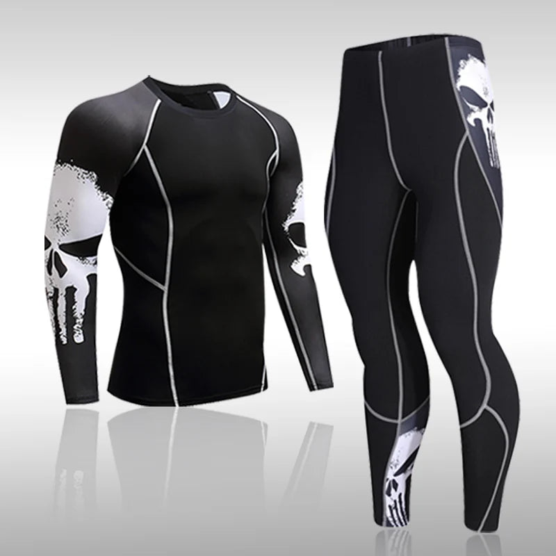 Men's Running Sports Suit MMA Rashgard Male Quick Drying Sportswear Compression Clothing Fitness Training Kit Thermal Underwear