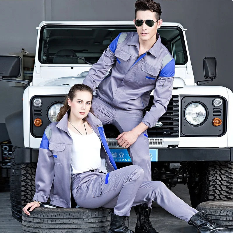 Welding Suits Workwear Clothes Set Men Women Long Sleeve Workmen Work Uniform Car Workshop Reflective Mechanical Working Overall