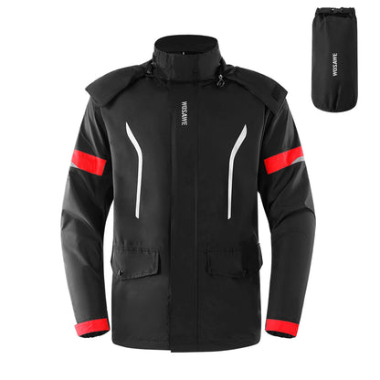 WOSAWE Motorcycle Raincoat Men Women Waterproof Motorcyclist Rider Raincoat Reflective Ebike Electric Scooter Biker Rain Jacket
