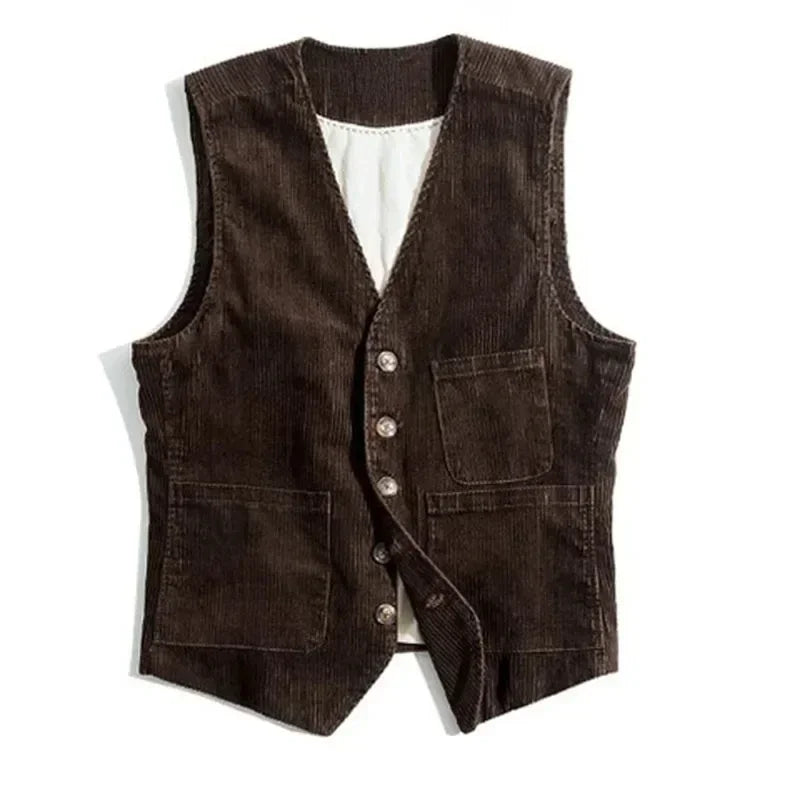 Workwear American Retro Vest for Men Corduroy Vest Camisole Mens Jacket