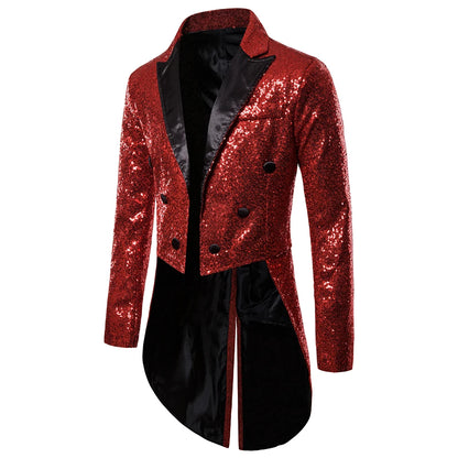 Men's Suit Round Sequin Button Tuxedo Stage Show Wedding Host Dance Festival Celebration Dinner Casual Men's Wear Men's Coat