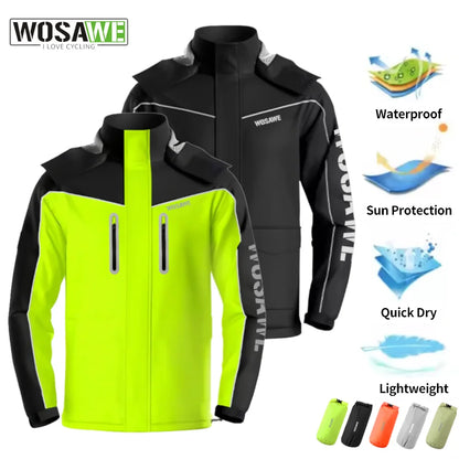 WOSAWE Unisex Hiking Jacket Men Women Waterproof Quick Dry Camping Windbreaker Trekking Fishing Rain Coat Outdoor Riding Coats