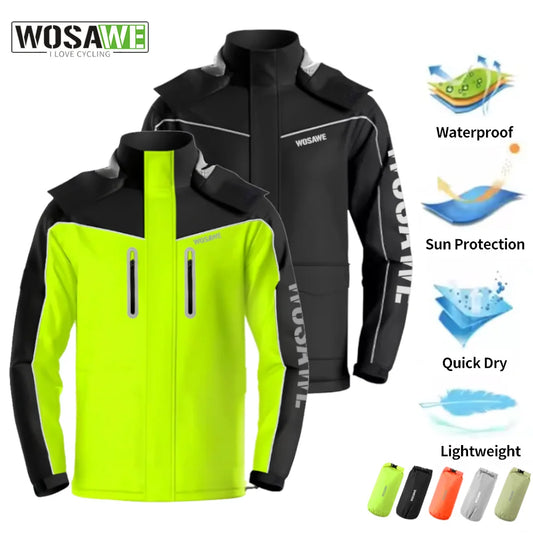 WOSAWE Unisex Hiking Jacket Men Women Waterproof Quick Dry Camping Windbreaker Trekking Fishing Rain Coat Outdoor Riding Coats