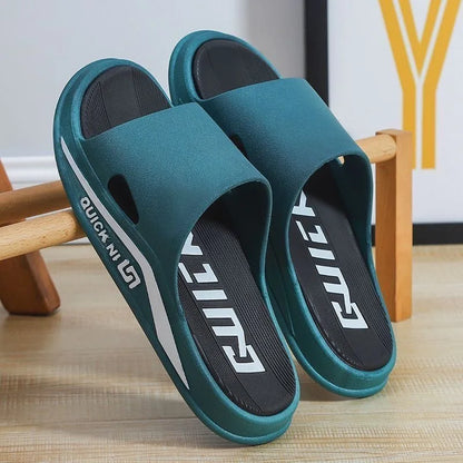 Fashion Men Slippers PVC Soft Sole Non-slip Men Flip Flops Outdoor Thick Bottom Beach Sandals Home Bathroom Couples Slippers New