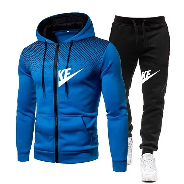 New men's suits: Fashionable and casual long-sleeved sportswear, outdoor fitness jogging sportswear, sportswear + long pants lux