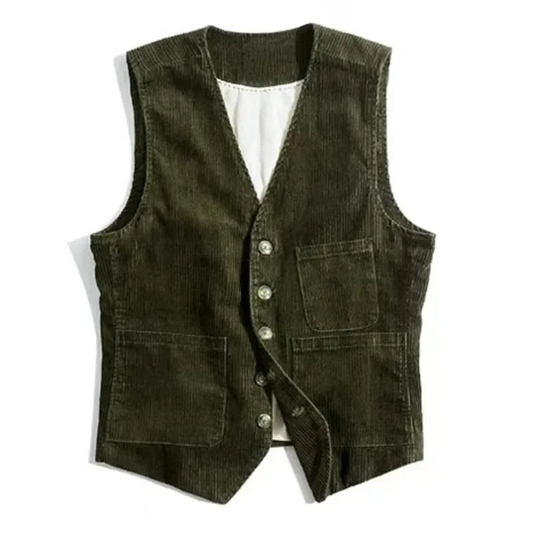 Workwear American Retro Vest for Men Corduroy Vest Camisole Mens Jacket