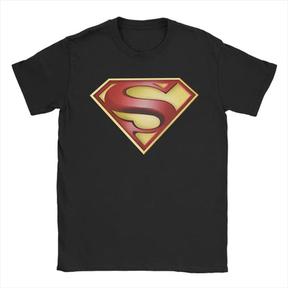 Supermans Logo  T Shirts Men's  Cotton Casual T-Shirt Crew Neck Comic  Tee Shirt Short Sleeve Tops Printed