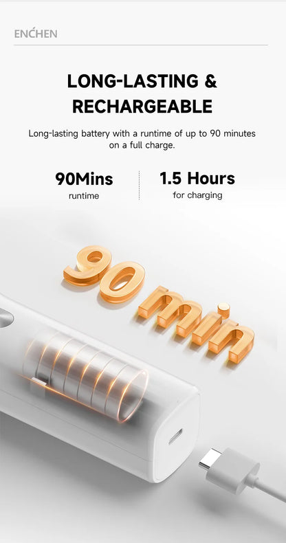 ENCHEN Boost-W Hair Trimmer For Men Kids Cordless USB Rechargeable Electric Hair Clipper Cutter Machine With Adjustable Comb