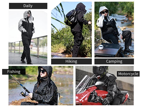 WOSAWE Motorcycle Rain Pants Waterproof Windproof Riding Gear with Reflective Strips Adjustable Fit for Men Women S-3XL