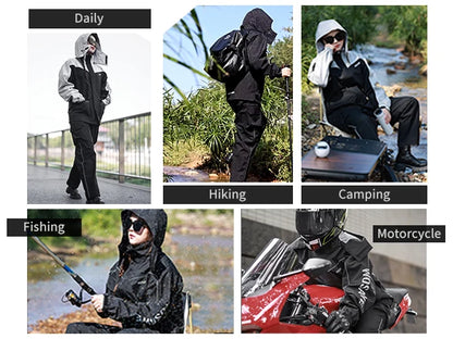 WOSAWE Motorcycle Rain Pants Waterproof Windproof Riding Gear with Reflective Strips Adjustable Fit for Men Women S-3XL