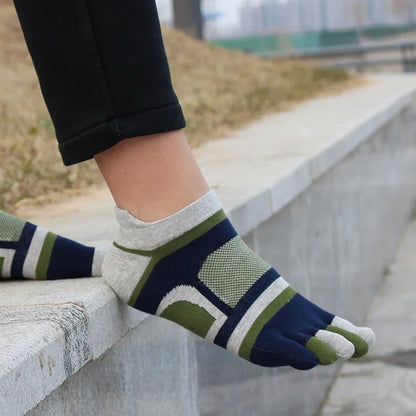 Mans Sport Ankle Toe Socks Mesh Breathable Colorful Compression Fitness Sweat-Absorbing Outdoor Bike Run Five Finger Socks Boy