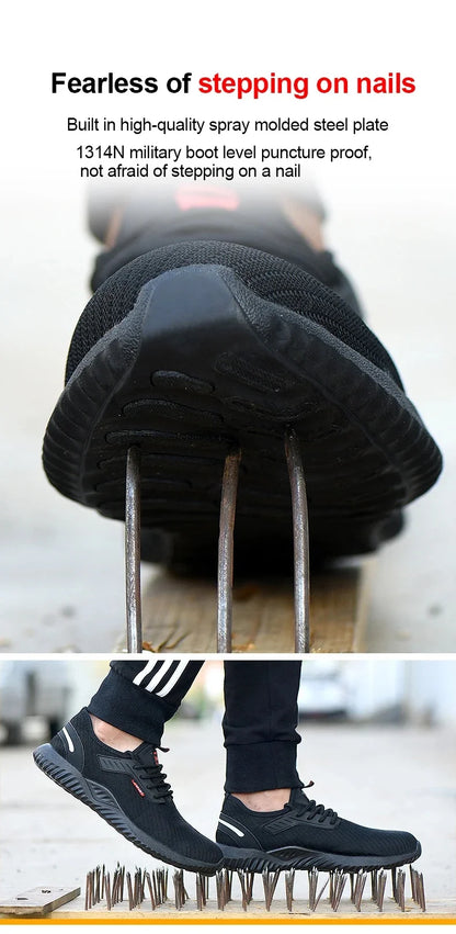 Men's safety shoes are characterized by steel toe protection, impact resistance, good breathability, durability and safety.