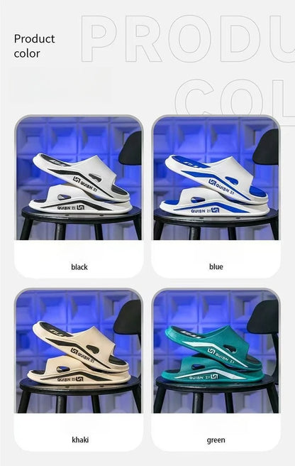 Fashion Men Slippers PVC Soft Sole Non-slip Men Flip Flops Outdoor Thick Bottom Beach Sandals Home Bathroom Couples Slippers New