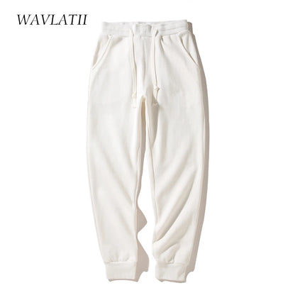 WAVLATII Women New Grey Sweatpants Female White Casual Harem Pants Lady Solid Sporty Pockets Trousers for Spring Autumn WP2301