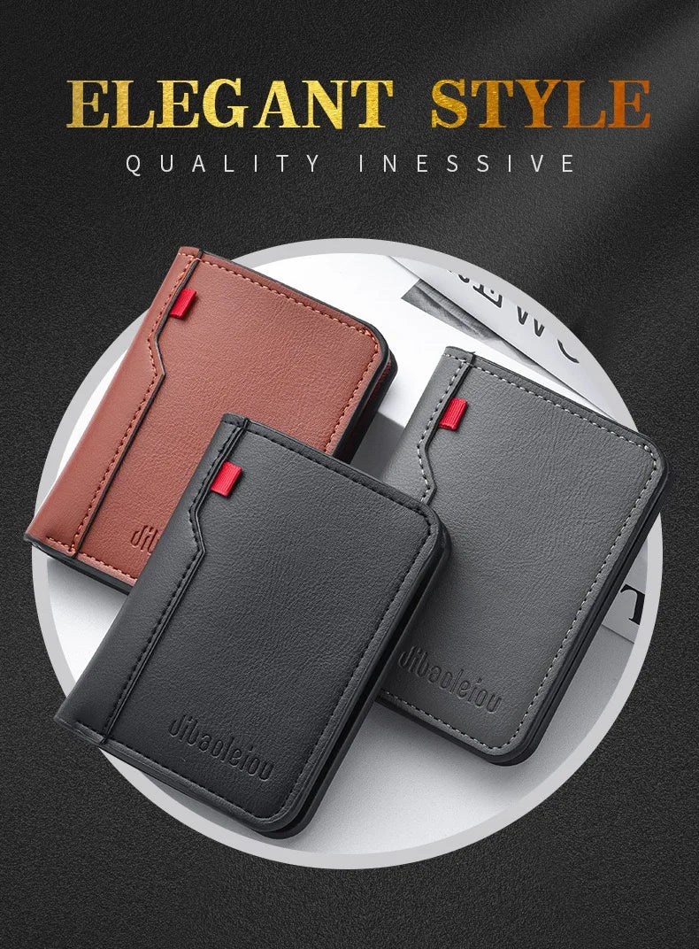 1Pc New Ultra-thin Mini Soft PU Leather Credit Card Wallet Holder Short Vertical High Quality Men's Wallet