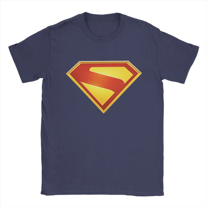Supermans Logo Pure Cotton T-Shirt For Men's Beach  Aesthetic T Shirts Round Neck Hipster Tees Oversized Custom DIY Clothes