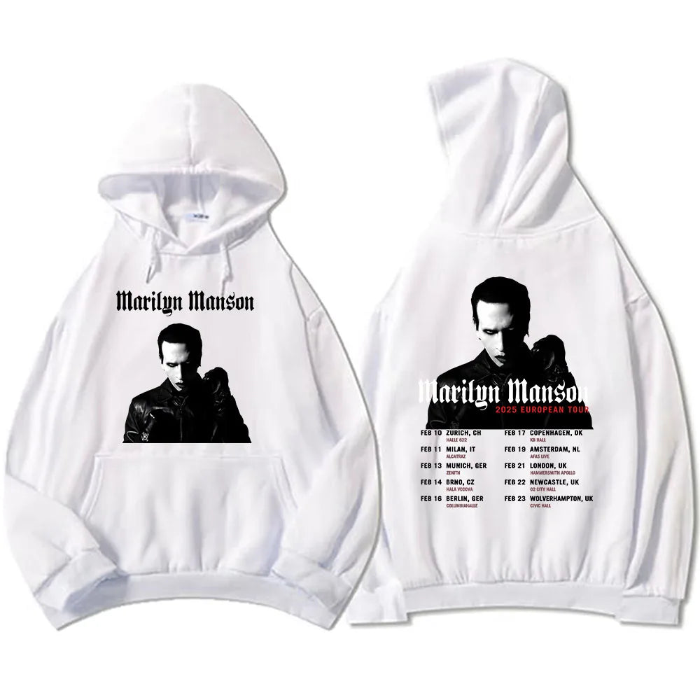 Marilyn Manson 2025 European Tour Hoodies Ropa Hombre Sudaderas Casual Long Sleeve Mens Sweatshirts Singer Graphic Print Hoodie