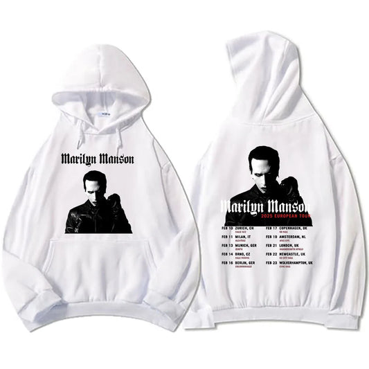 Marilyn Manson 2025 European Tour Hoodies Ropa Hombre Sudaderas Casual Long Sleeve Mens Sweatshirts Singer Graphic Print Hoodie