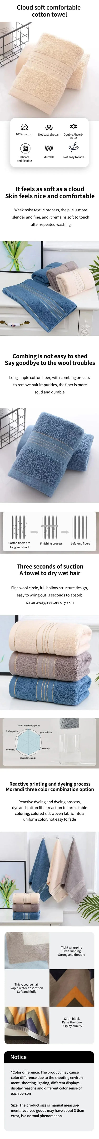 2 Towels Thickened Absorbent Towel Pure Cotton Quick Absorbent Soft Quick Dry Thickened Face Towel