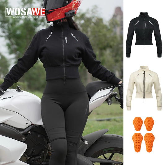 WOSAWE Winter Motorcycle Jacket Women Warm Riding Armor Coat Off-Road Motocross Armor Jacket With CE Protective Pads