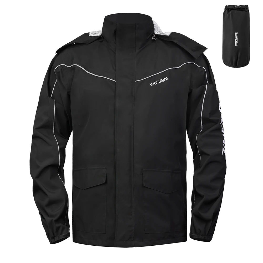 WOSAWE Motorcycle Raincoat Men Women Waterproof Motorcyclist Rider Raincoat Reflective Ebike Electric Scooter Biker Rain Jacket
