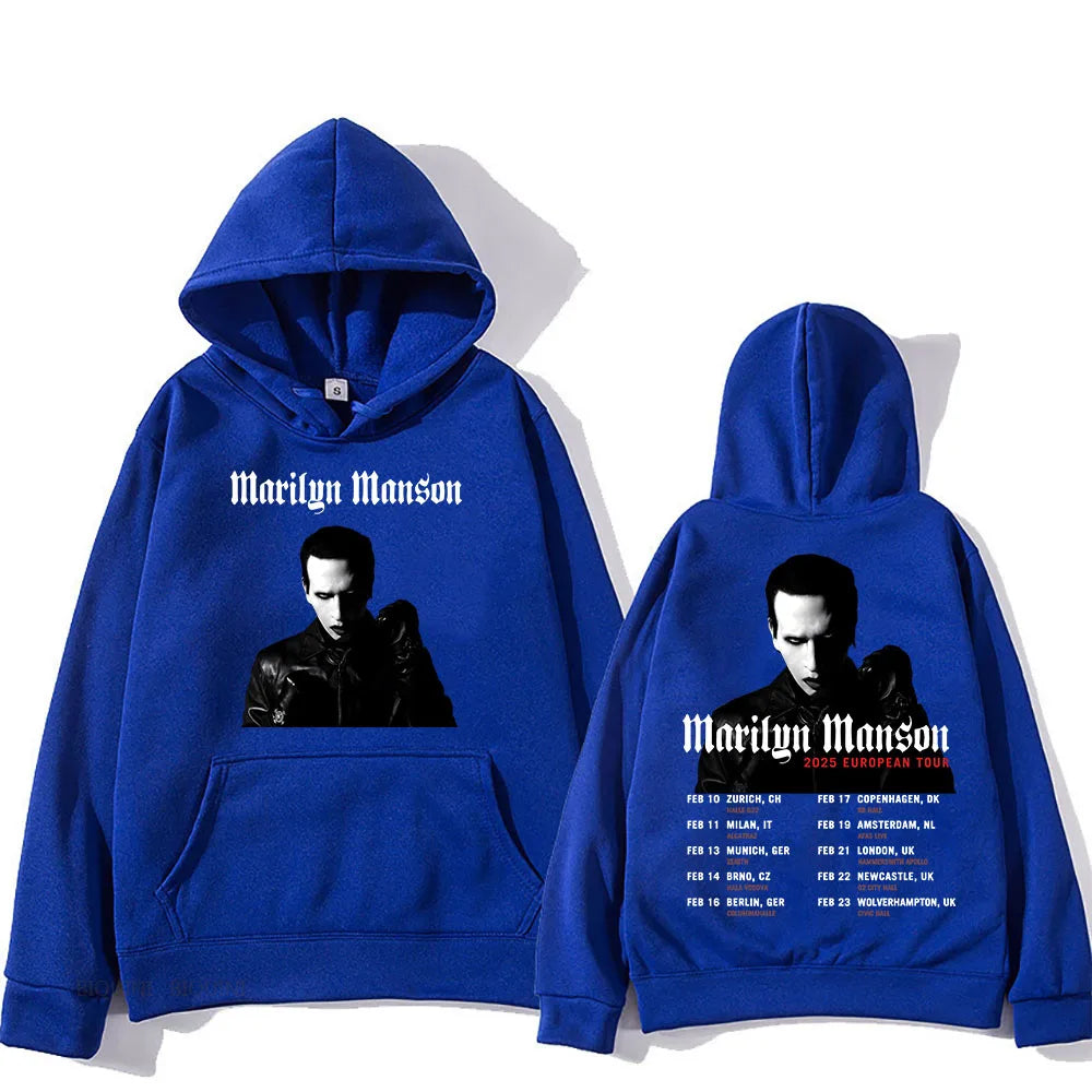 Marilyn Manson 2025 European Tour Hoodies Ropa Hombre Sudaderas Casual Long Sleeve Mens Sweatshirts Singer Graphic Print Hoodie