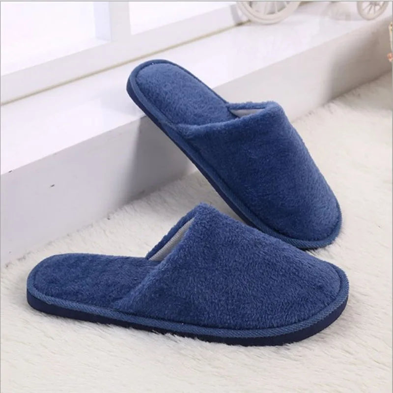 Men Indoor Slippers Thicken Warm Plush Home Shoes Autumn Winter Shoes House Flat Floor Slipper Soft Silent Slides For Bedroom