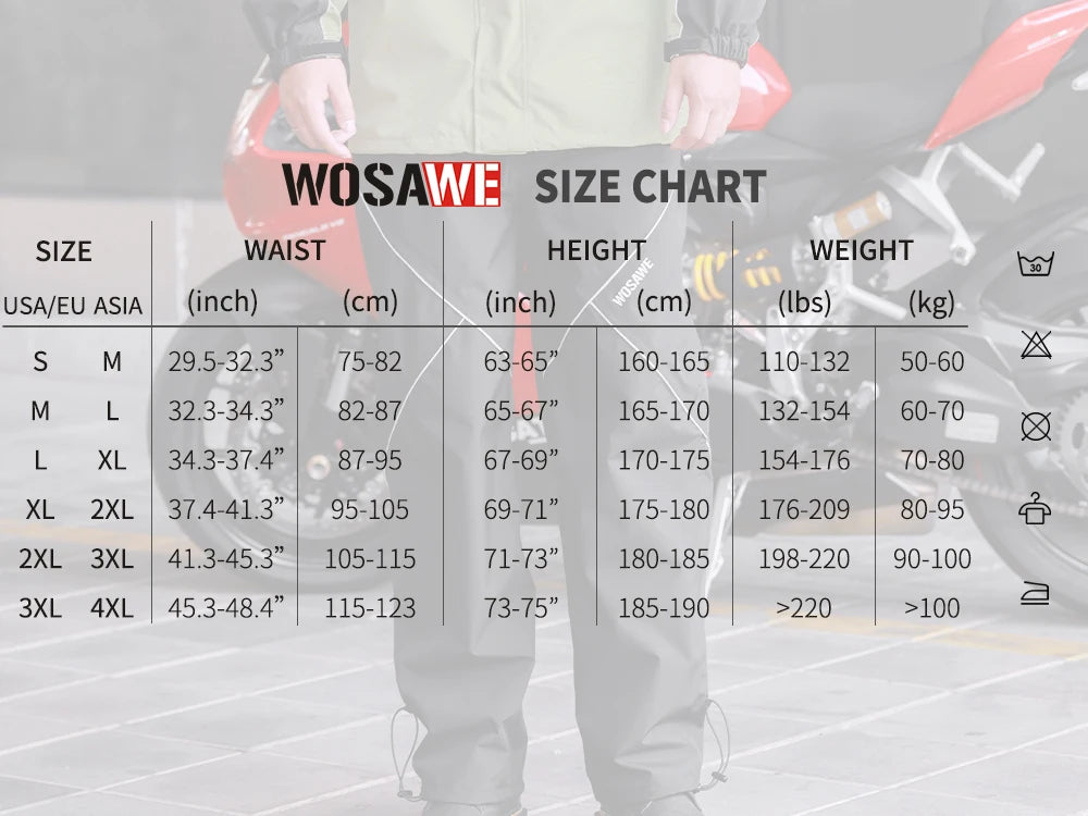 WOSAWE Motorcycle Rain Pants Men Women Waterproof Hiking Pants Camping Trekking Rain Pants Outdoor Sports Quick Dry Trousers