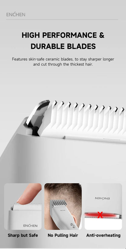 ENCHEN Boost-W Hair Trimmer For Men Kids Cordless USB Rechargeable Electric Hair Clipper Cutter Machine With Adjustable Comb