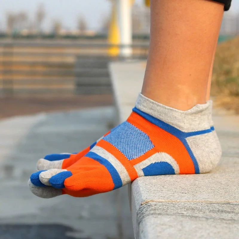Mans Sport Ankle Toe Socks Mesh Breathable Colorful Compression Fitness Sweat-Absorbing Outdoor Bike Run Five Finger Socks Boy