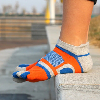 Mans Sport Ankle Toe Socks Mesh Breathable Colorful Compression Fitness Sweat-Absorbing Outdoor Bike Run Five Finger Socks Boy